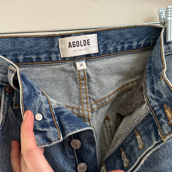 AGOLDE LEATHER & DENIM JEANS SIZE 26 - Picture 4 of 5